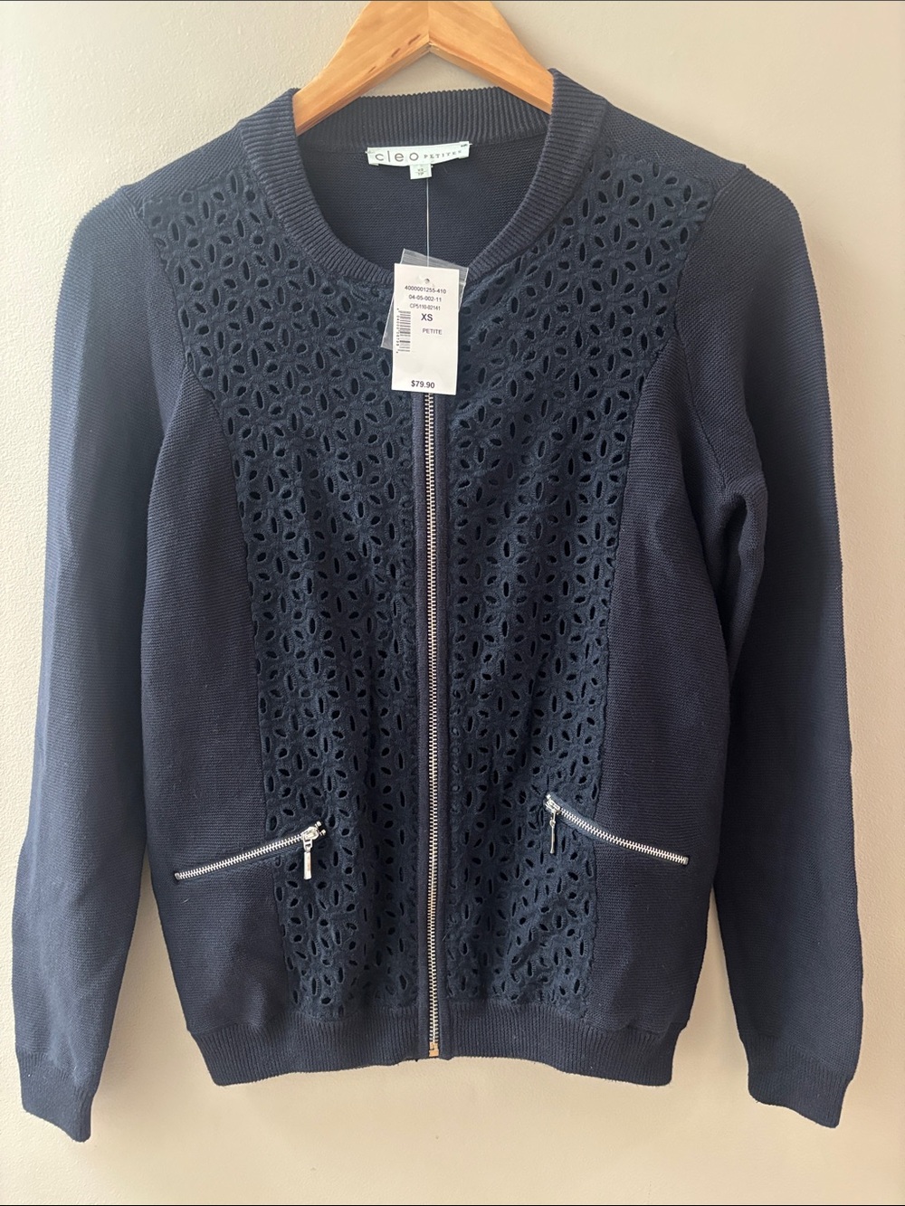 Cleo Navy zip up sweater XS